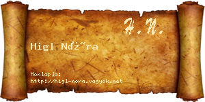 Higl Nóra névjegykártya